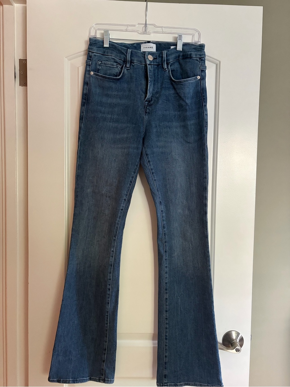 Frame Denim Le Mini Bootcut Jeans in Dark Blue